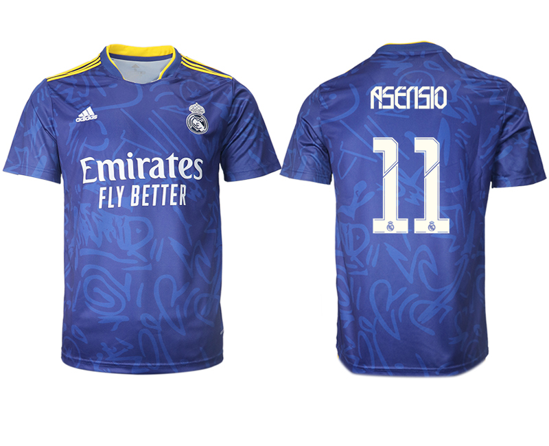 Cheap Men 2021-2022 Club Real Madrid away aaa version blue 11 Soccer Jersey